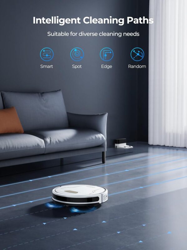 Robot Vacuum and Mop Combo 4000Pa Suction, 3 in1 Robot Vacuum Cleaner with Self-Charging, App&Remote&Voice Control, Robot Vacuum for Pet Hair,Carpet,Hard Floor(White) - Image 3