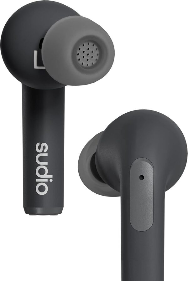 Sudio N2 Pro True Wireless Bluetooth in-Ear Earbuds with ANC - Multipoint Connection, IPX4 Water Resistant, USB-C and Wireless Charging, Microphone, 30h Play Time with Charging Case (Black) - Image 4
