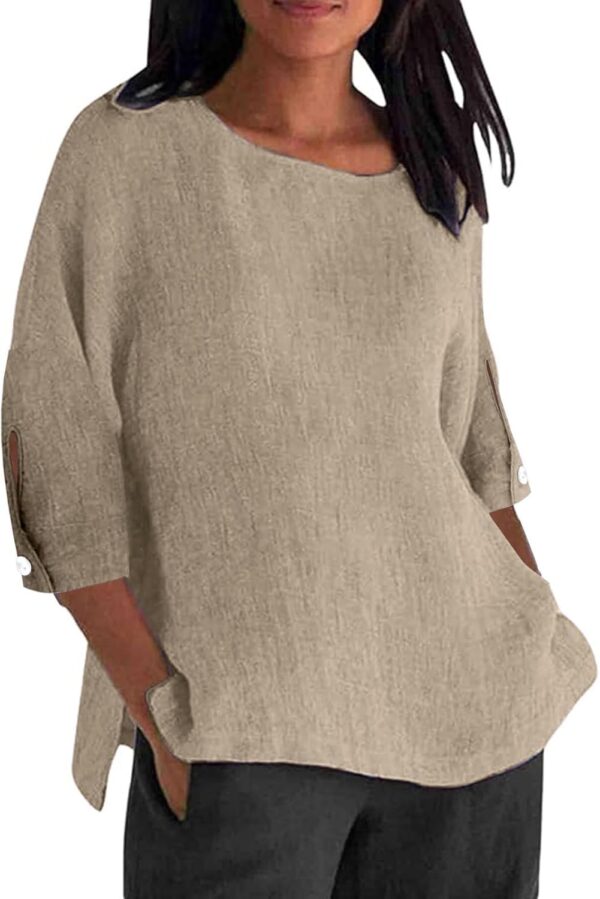 Linen Shirts for Women Breathable Tops Women's Loose Cotton Linen Top Womens Summer Blouses for Women 2025