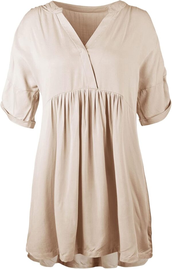 Minclouse Women's Babydoll Short Sleeve Tunic Dress V Neck Cute Casual Loose Dresses - Image 4
