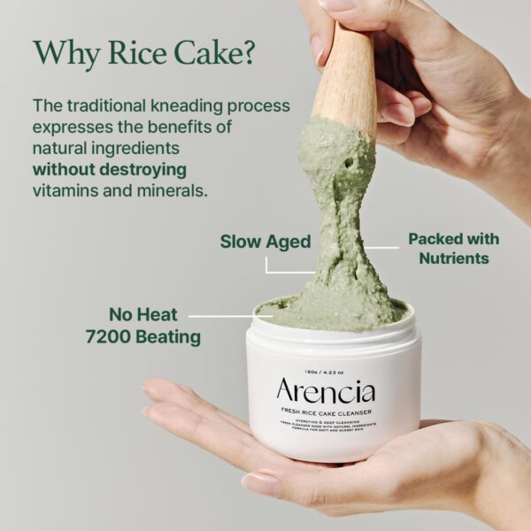 Korean Rice Mochi Face Cleanser - Face Mask, Foaming Cleanser, Gentle Scrub All in One - Deep Cleansing, Moisturizing, Pore Minimizing, Removing Blackhead- with Rice Water & Green Tea, Mugwort - Image 8