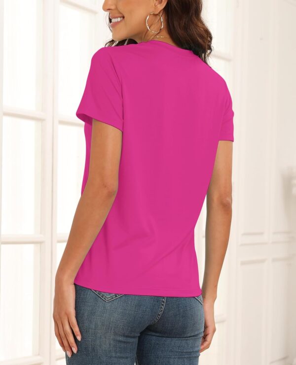 KevaMolly V Neck Basic T Shirts for Women UPF 50+ Short Sleeve 2025 Summer Trendy Tops Solid Casual Loose Fit Tee Shirt - Image 2
