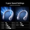 JISULIFE Portable Neck Fan Upgraded, Neckbrace Personal Hands Free, 5 Speed Gears Adjustment, 5000 mAh Wearable Bladeless Quiet Rechargeable for Outdoor Indoor, Gifts for Women Men- Sunny Blue - Image 5