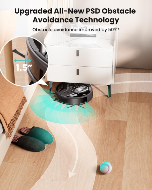 Lefant M320 Robot Vacuum Cleaner, Carpet Detection, 6,000 Pa Suction, Low Noise, 800ml Visible Dustbin, 210 Mins Runtime, Self-Charging, Works with Alexa, Ideal for Hard Floor, Pet Hair, Black - Image 2