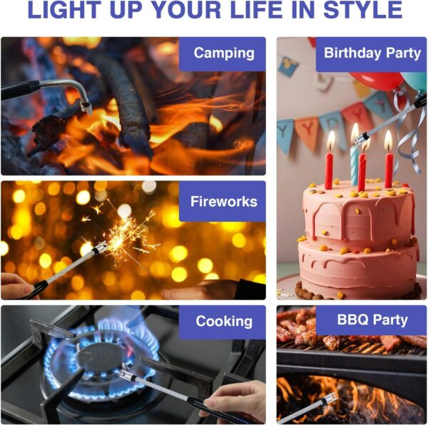 Candle Lighter, Lighter Electric Lighter, Rechargeable Type C Lighters Arc Lighter with LED Battery Display, Flameless Long Lighters for Candles Grill BBQ Camping (Black) - Image 2