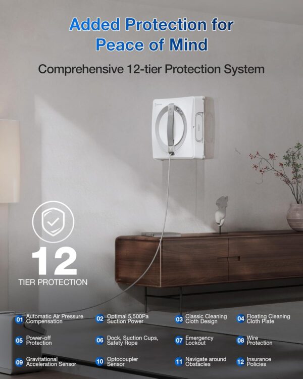ECOVACS WINBOT W2 PRO Omni Portable Window Cleaning Robot with Multi-Functional Station, Charging While Working, Intelligent Cleaning with Triple Nozzle Water Sprayer, 12-Level Protection - Image 7