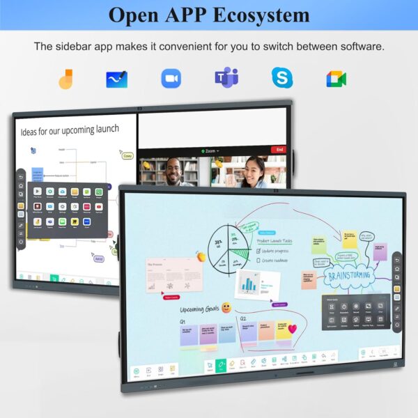 86'' Smart Board, 4K Touch Screen Interactive Whiteboard Display, AI Camera with 8 Mics, Android 13.0 8+128G, All in One Smartboard for Classroom Home Office (Board+Wall Mount) - Image 6