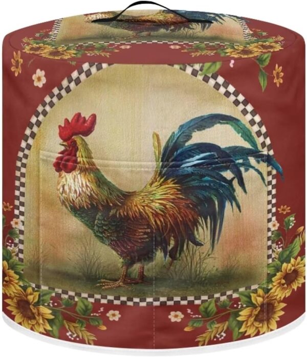 Sunflower Rooster Kitchen Pressure Cooker Protector, Dust Cover for Small Appliances with Handles & Pockets, Lightweight Air Fryer Cover, Kitchen Small Appliance Accessories