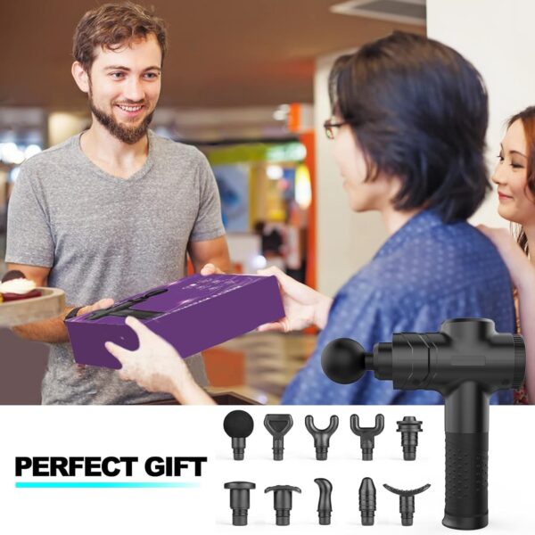 Massage Gun Deep Tissue, Muscle Percussion Back Neck Head Handheld Hammer Massager for Athletes, 30 Speed Level, LED Touch Screen, Long Battery Life with 10 Heads - Image 6
