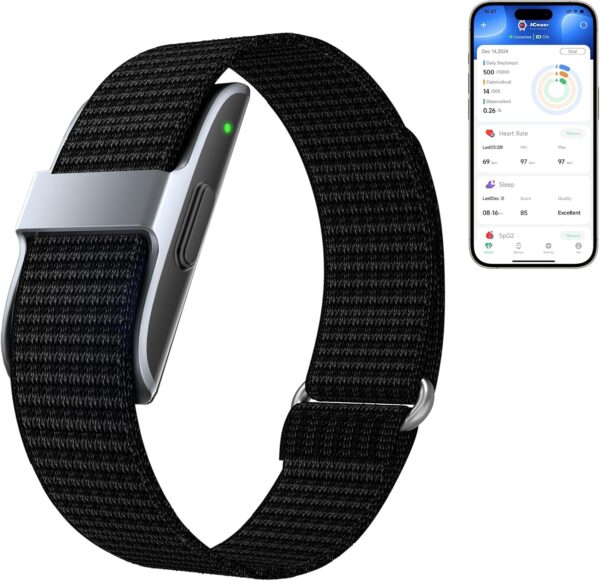 Smart Health Wristband, Health Fitness Tracker Screenless, Wearable Health Multiple Sports Mode, Automatic Monitoring with Pedometer/Sleep/Stress/Calories, IP68 Waterproof Free APP for Women Men Black
