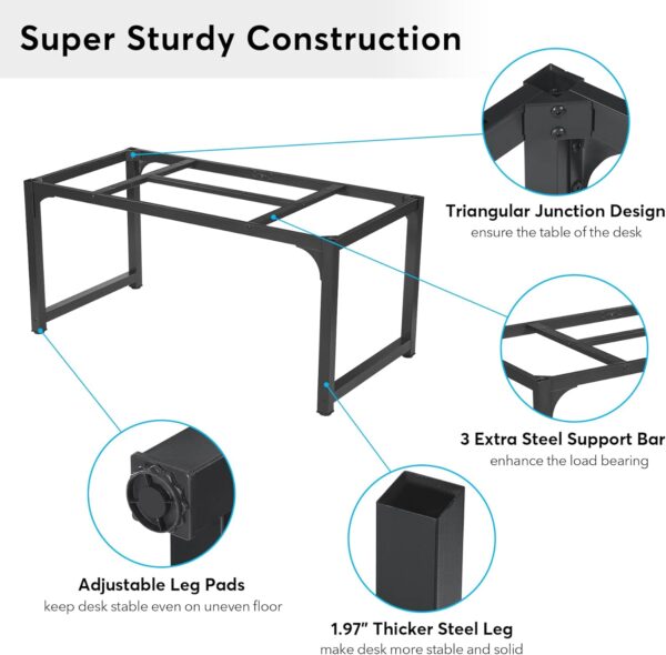 Tribesigns Modern Computer Desk, 63 x 31.5 inch Large Office Desk Computer Table Study Writing Desk Workstation for Home Office, Vintage Black Metal Frame - Image 7