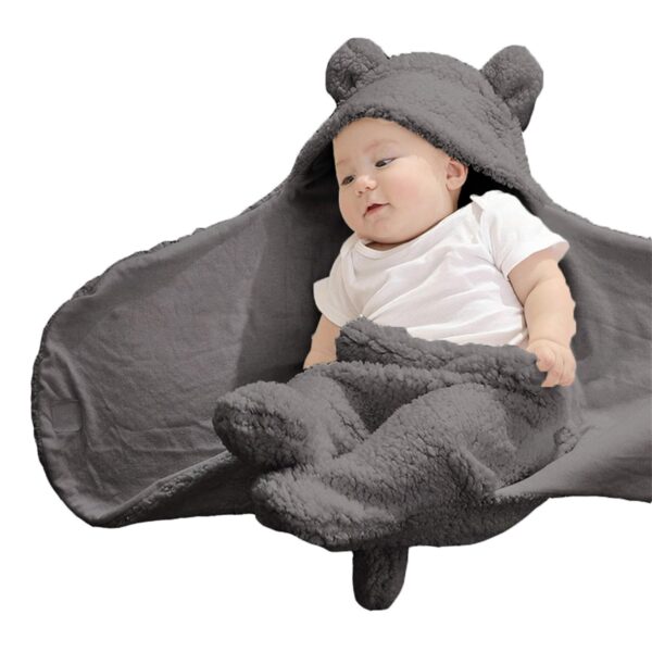 XMWEALTHY Cute Baby Items Newborn Plush Nursery Swaddle Blankets Soft Infant Girls Clothes Dark Grey - Image 5
