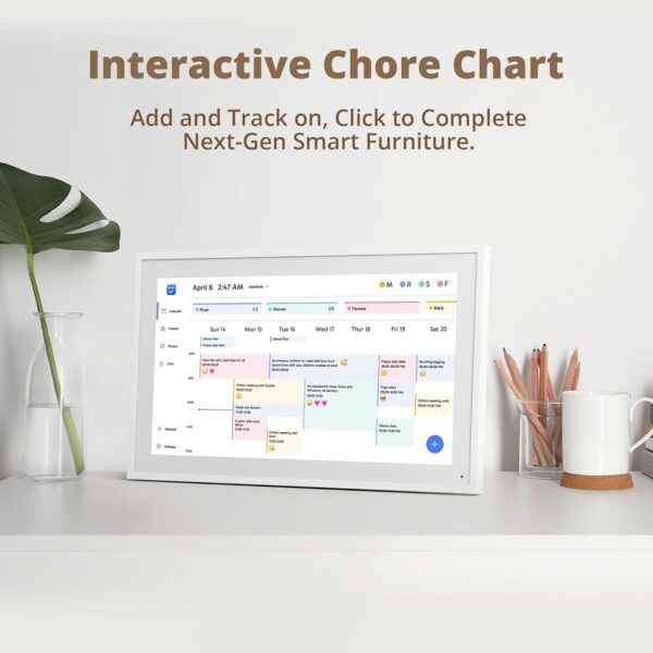 Dragon Touch 15.6" Digital Calendar Chore Chart – 1080P Full HD Interactive Touchscreen, Smart Family Planner, Hearth Display Digital Calendar Wall & Desk Mountable for Seamless Scheduling - Image 3