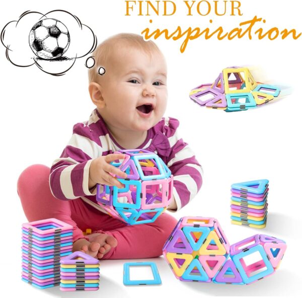 Magnetic Tiles Toys for 3 4 5 6 7 8+ Year Old Boys Girls Upgrade Macaron Castle Blocks Building Set for Toddlers STEM Creativity/Educational Toys for Kids Age 3-6 Christmas Birthday Gifts - Image 3