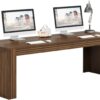 Tribesigns 79-Inch Extra Long Desk, Two Person Double Desk for Home Office, Wooden Long Computer Desk Writing Table for Office, Brown - Image 8