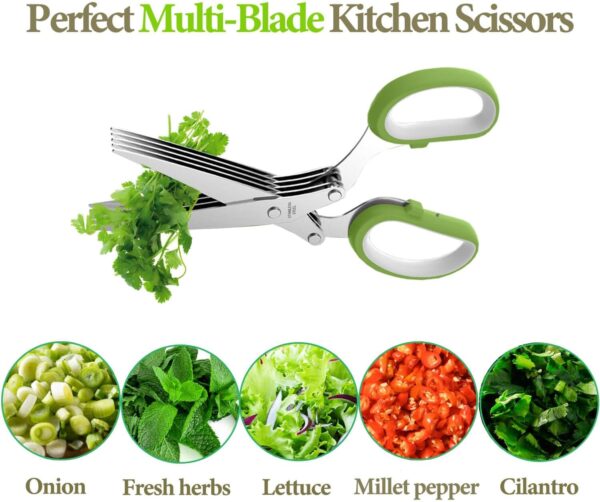 2025 Upgraded Herb Scissors, Effortless Herb Shears Cutter Tool with Sharp Stainless Steel Blades for Fresh Herbs, Must-Have Kitchen & Cooking Gadget, Green - Image 3