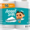 Angel Soft Toilet Paper, 4 Mega Rolls = 16 Regular Rolls, Soft and Strong Toilet Tissue