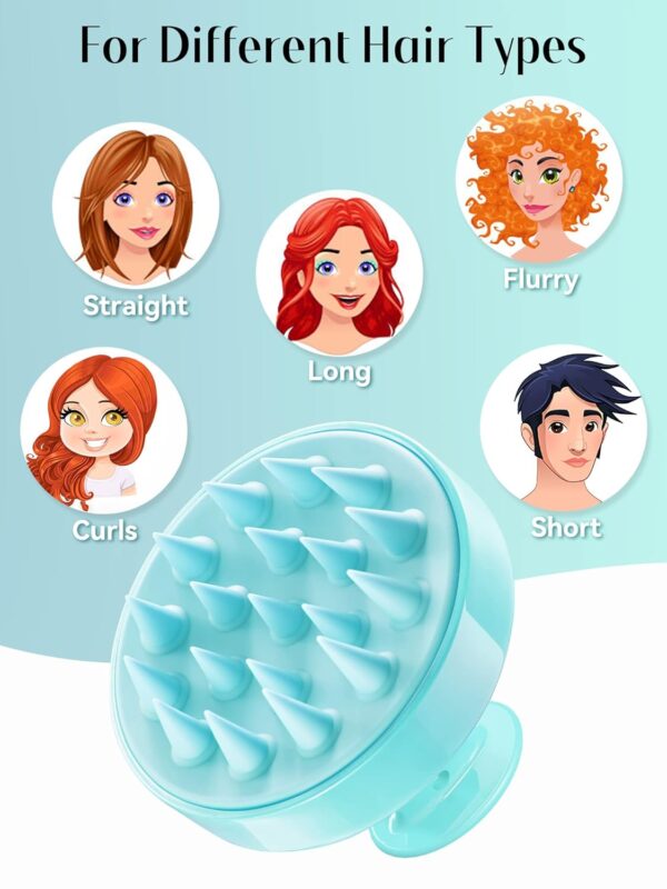 HEETA Scalp Massager Hair Growth, Soft Silicone Scalp Scrubber Shampoo Brush for Exfoliation, Dandruff Removal Head Massage Stress Relax, Wet & Dry Use for Thick Thin Curly Hair Care, Green - Image 6