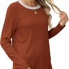 Besshopie Womens Long Sleeve Shirts Crewneck Casual Tunic Tops Fall Fashion Outfits - Image 3