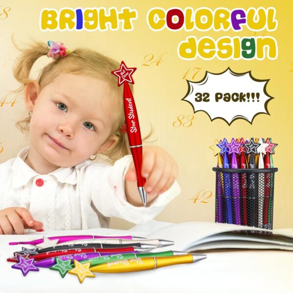 Tenceur 32 Pcs Star Student Ballpoint Pens Bulk Motivational Quote Pens Teacher Appreciation Gifts Graduation Gift for Teacher Home Office School Supplies Party Favor(Bright Color) - Image 6