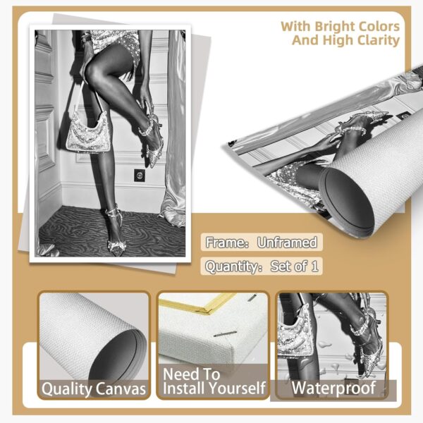 High Fashion Poster Trendy Black and White Wall Art Retro Girl Room Decor Luxury Feminist Canvas Prints Beautiful Chic Woman Picture for College Dorm Apartment Batchroom Bedroom Decor 20x30in Unframed - Image 7