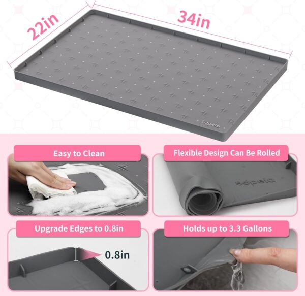 Sdpeia Under Sink Mat for [34" x 22"] Cabinet, Upgraded Silicone Waterproof Kitchen Cabinet Liner Cabinet Protector Kitchen Organizers and Storage - Image 5