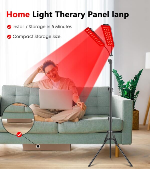 Red Light Therapy Lamp, Infrared Light Therapy with Stand - 660nm Redlight and 850nm Near Infrared Light Device for Body Pain Relief Skin Care - Image 6