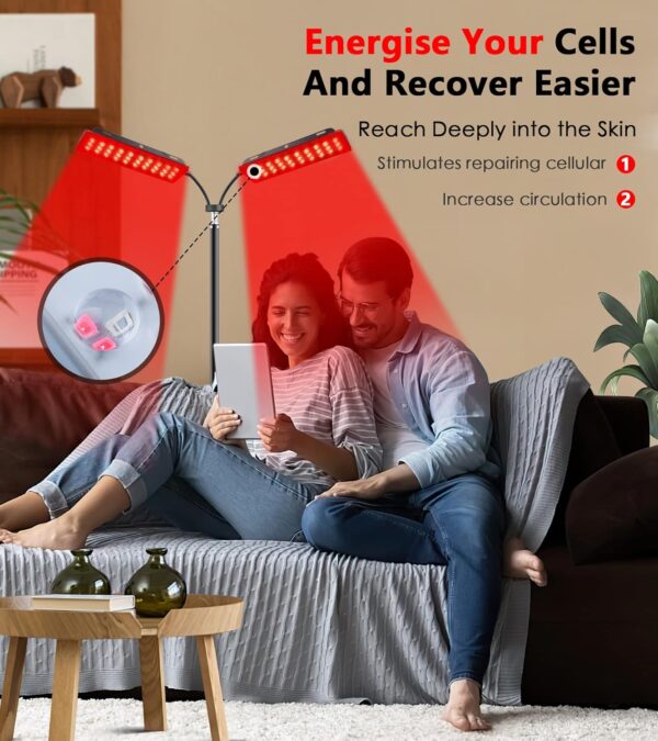 Red Light Therapy Lamp, Infrared Light Therapy with Stand - 660nm Redlight and 850nm Near Infrared Light Device for Body Pain Relief Skin Care - Image 4