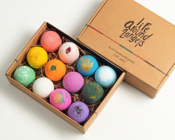LifeAround2Angels Bath Bombs Gift Set 12 USA made Fizzies, Shea & Coco Butter Dry Skin Moisturize, Perfect for Bubble Spa Bath. Handmade Birthday Mothers day Gifts idea For Her/Him, wife, girlfriend - Image 8