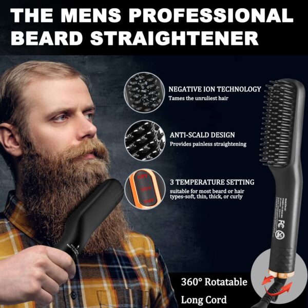 Beard Kit,Beard Grooming Kit,w/Beard Straightener,Beard Oil,Beard Balm,Beard Comb,Beard Scissor,Beard Brush,Bag,E-Book,Beard Care Christmas Dad Gifts for Men Him Father Boyfriend - Image 2