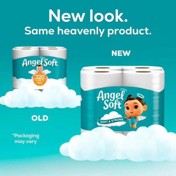 Angel Soft Toilet Paper, 4 Mega Rolls = 16 Regular Rolls, Soft and Strong Toilet Tissue - Image 6