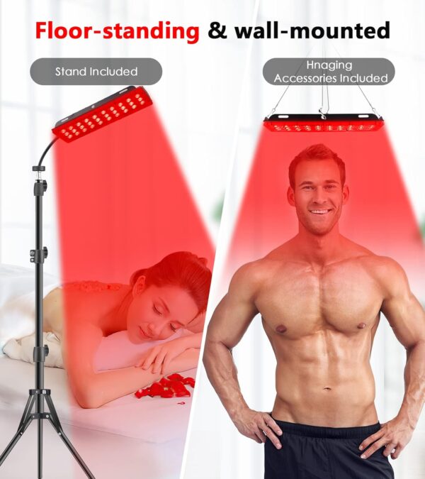 Red Light Therapy Lamp, Infrared Light Therapy with Stand - 660nm Redlight and 850nm Near Infrared Light Device for Body Pain Relief Skin Care - Image 5