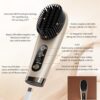 Portable Hot Brush Hair Straightener, 6400mAh USB Rechargeable Mini Hair Straightening Brush for Traveling, Cordless Hair Comb High Level Negative Ions, Intelligent Thermal Sensor - Image 2