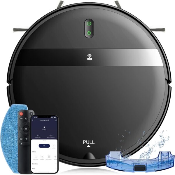 Robot Vacuum and Mop Combo, Tangle-Free Powerful Suction, Robotic Vacuum Cleaner - Alexa & App Scheduling, Long Runtime, Automatic Robot Vacuum Cleaners for Home