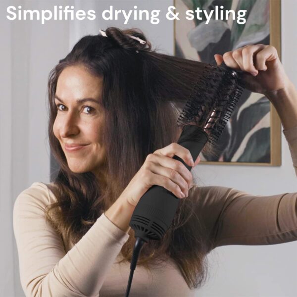 L'ANGE HAIR Le Volume 2-in-1 Titanium Blow Dryer Brush | Hot Air Brush in One with Oval Barrel | Hair Styler for Smooth, Frizz-Free Results for All Hair Types (Black - 75 mm) - Image 3