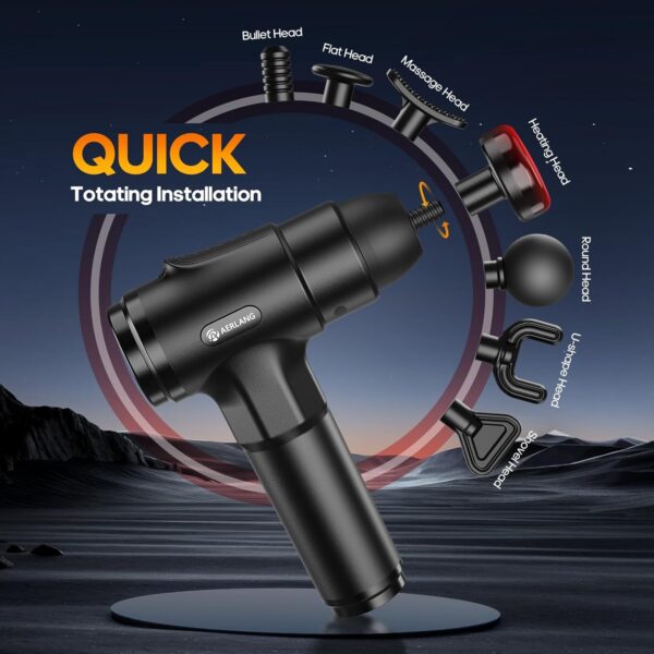 AERLANG Massage Gun with Heat,Deep Tissue Massage Gun, Back and Neck Massager for Pain Relief,Muscle Percussion Massager,Handheld Messager with 7Heads&Silent,Birthday Gifts for Men - Image 4