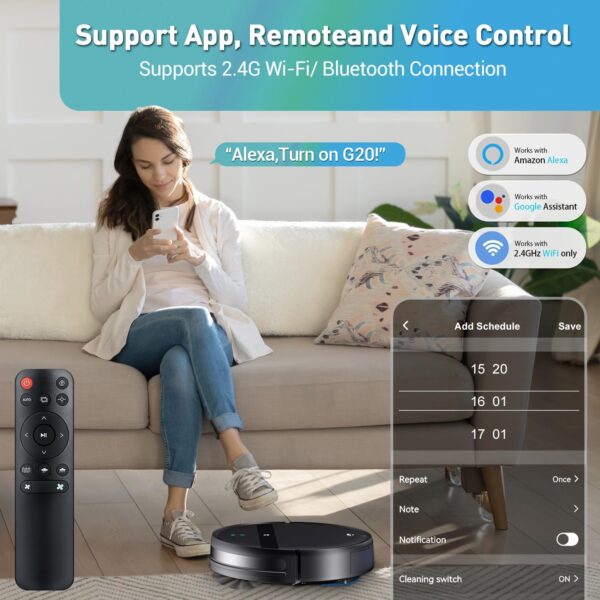 Robot Vacuum and Mop Combo, Tangle-Free Powerful Suction, Robotic Vacuum Cleaner - Alexa & App Scheduling, Long Runtime, Automatic Robot Vacuum Cleaners for Home - Image 2