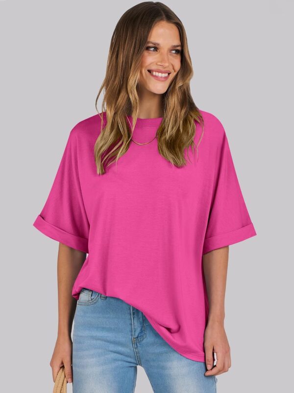 ANRABESS Womens Oversized T-Shirts Summer Casual Short Sleeve Crewneck Loose Fit Basic Tee Top - Image 2