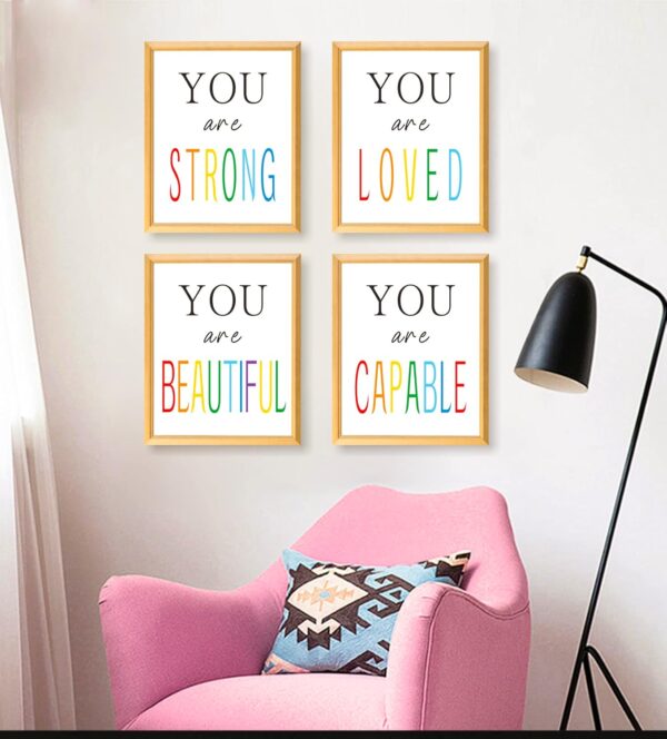 Watercolor Words Positive Quotes Wall Art, Motivational Wall Art Set for Nursery or Kids Room Home Decor, Inspirational Success Prints Hustle Posters - Image 6