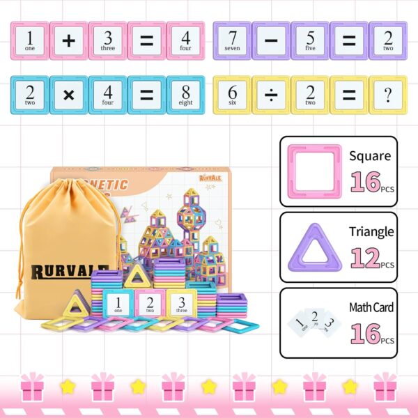 Toddler Girl Toys, Magnetic Tiles Basic Set, Birthday Gifts Ideas for Girls Age 3-5, Magnetic Building Blocks, Magnet STEM Montessori Toddler Kids Easter Toys Gifts for 3 4 5 6 7 Year Old Girls - Image 3