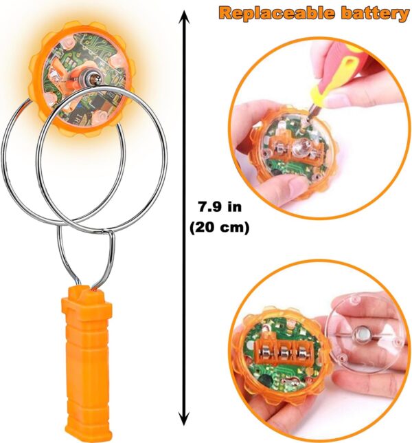 Easter Basket Stuffers Gifts 3pcs Light Up Gyro Wheel Toys for Kids Boys Teens, Retro Magic Rail Twirler Magnetic Yoyo Fidget Spinner Toys for Kids Ages 3-5 4-8-12 Year Old Nostalgia Stocking Stuffers - Image 3