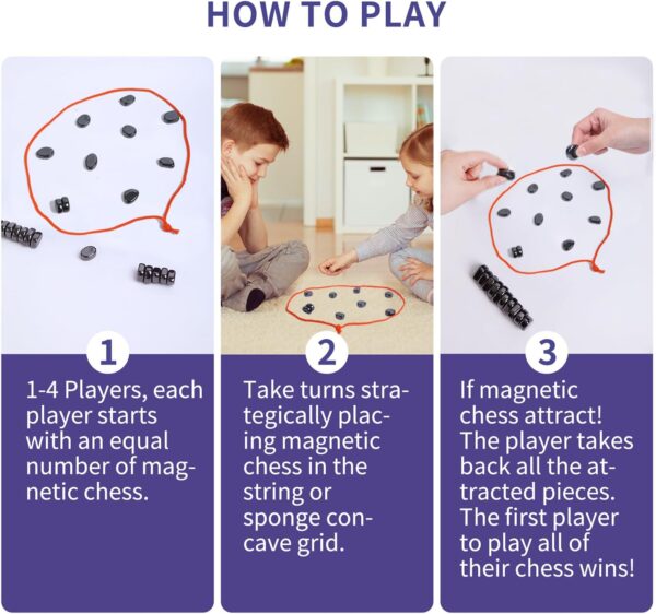 Magnetic Chess Game with Stones- Magnetic Magnet Game with String, Puzzle Strategy Games for Adults. (String) - Image 4