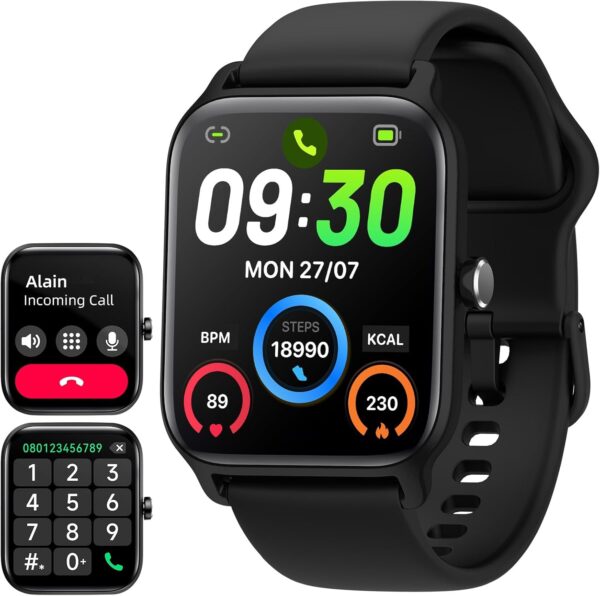 Smart Watch for Women Men, Smartwatch 1.8'' Alexa Built-in Fitness Tracker IP68 Waterproof Watch for Women Compatible for Android & iOS with Bluetooth Calls, IP68 Heart Rate/Sleep/SpO2 Monitor, 110+