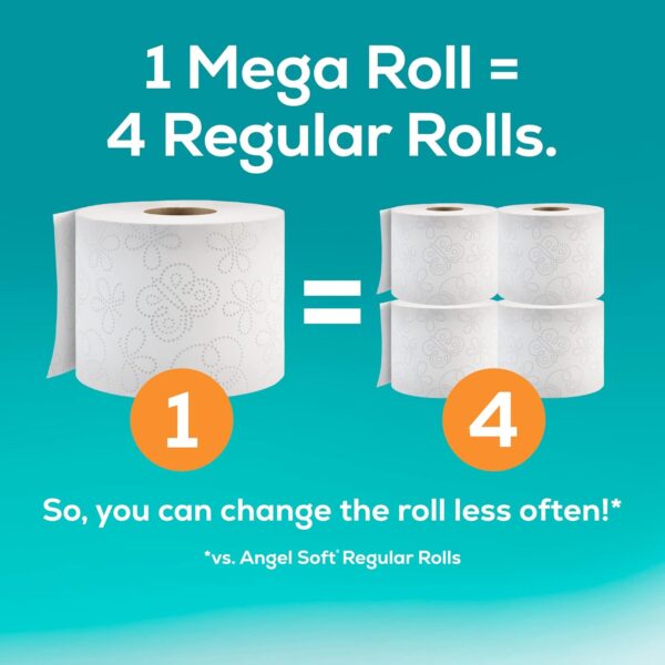 Angel Soft Toilet Paper, 4 Mega Rolls = 16 Regular Rolls, Soft and Strong Toilet Tissue - Image 3