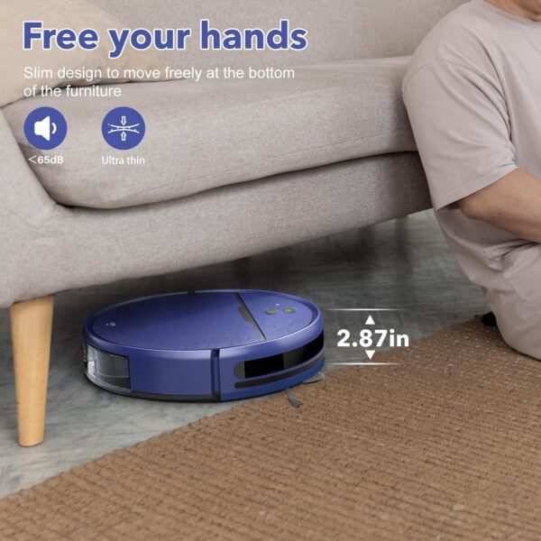 Robot Vacuum and Mop Combo, 2-in-1 Robot Vacuum Cleaner with Strong Suction, Compatible with APP/Home Integration, Schedule, Long battery life, Tangle-free, Ideal for Pet hair and Low Pile carpets - Image 4