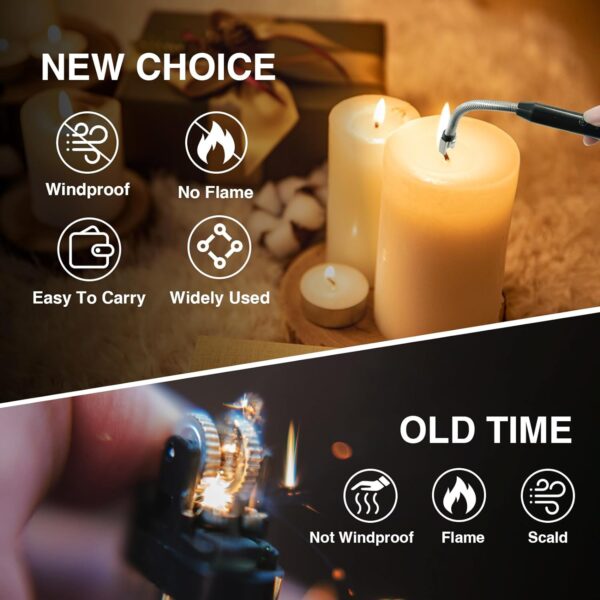 Candle Lighter, Lighter Electric Lighter, Rechargeable Type C Lighters Arc Lighter with LED Battery Display, Flameless Long Lighters for Candles Grill BBQ Camping (Black) - Image 5