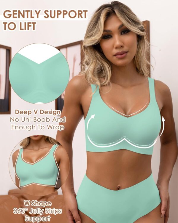 HORISUN Seamless Bras Full Coverage Wireless Push Up Bra for Women No Underwire Comfort V Neck Bralettes with Support - Image 2