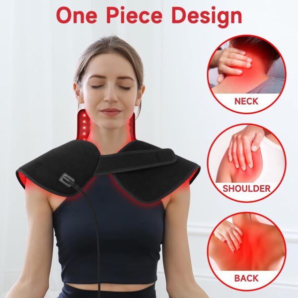 Red Infrared Light Neck Shoulder: Heating Red Light Therapy Device for Body Upper Back, 660nm&850nm Dual-chip LED Wearable Wrap Pad Pain Relief Muscle Relaxing for Women Men at Home - Image 3