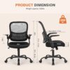 Sweetcrispy Office Computer Desk Chair, Ergonomic Mid-Back Mesh Rolling Work Swivel Task Chairs with Wheels, Comfortable Lumbar Support, Comfy Flip-up Arms for Home, Bedroom, Study, Student, Black - Image 2
