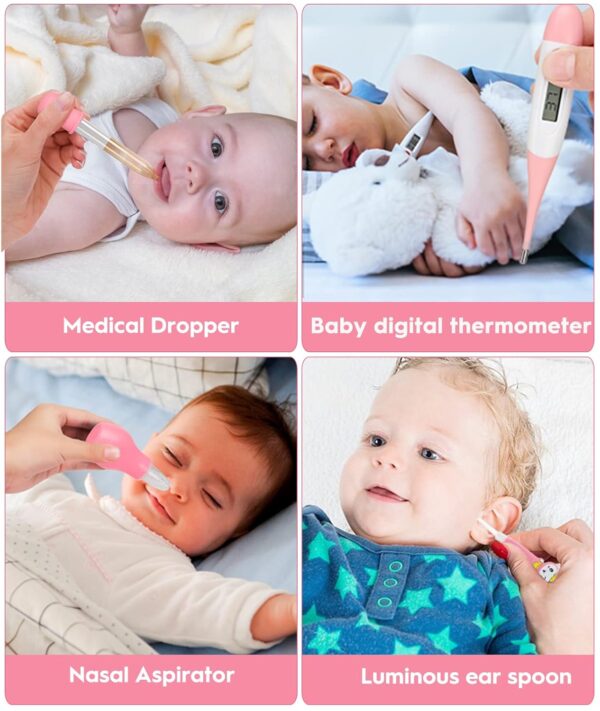 Baby Healthcare and Grooming Kit, Safety Newborn Nursery Baby Care Kit, with Hair Brush Comb, Nail Clipper, Thermometer, Pacifier Clip, Baby Registry Search, Newborn Essentials Girls Boys (Pink) - Image 6